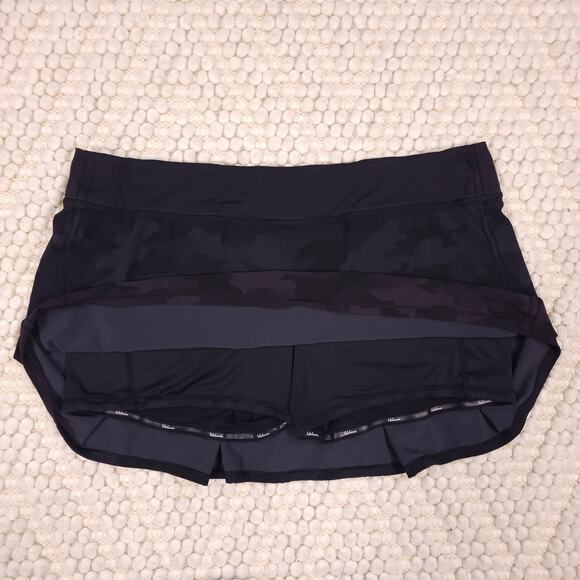 Lululemon Pace Rival Skirt Tall Camo Deep Coal / Black Sz 18 - Picture 2 of 8